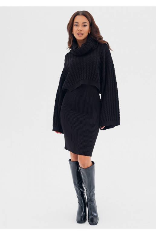 Maisy - black viscose sweater skirt
