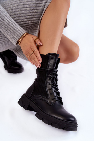 Women's Boots Lace-up Workers Black Marlissa 2