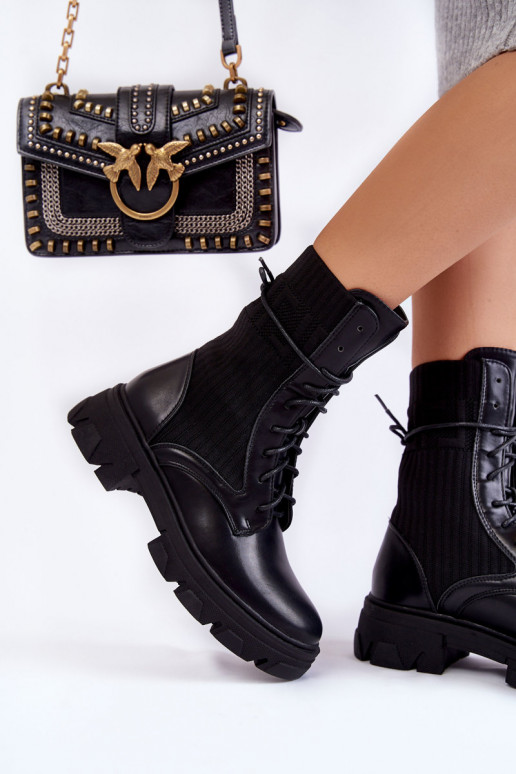 Women's Boots Lace-up Workers Black Marlissa Women's Boots Lace-up Workers Black Marlissa