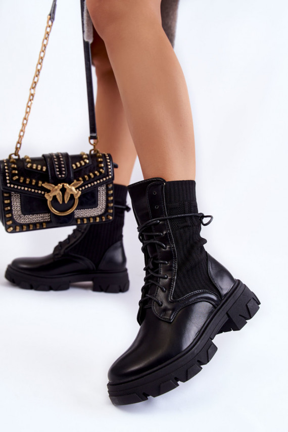 Women's Boots Lace-up Workers Black Marlissa