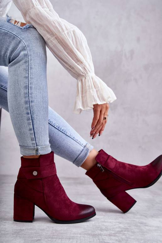 Women's Suede Booties La.Fi 260041WI-SU Red Women's Suede Booties La.Fi 260041WI-SU Red