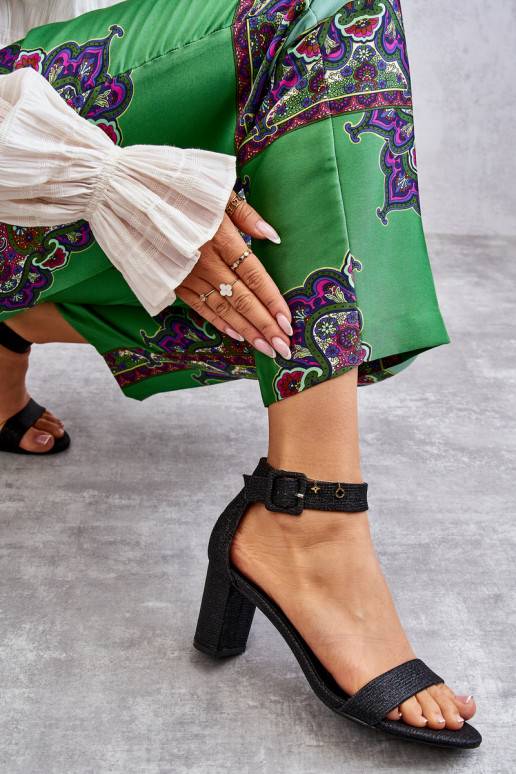 Glossy Heel Sandals Black Maxim Glossy Heel Sandals Black Maxim