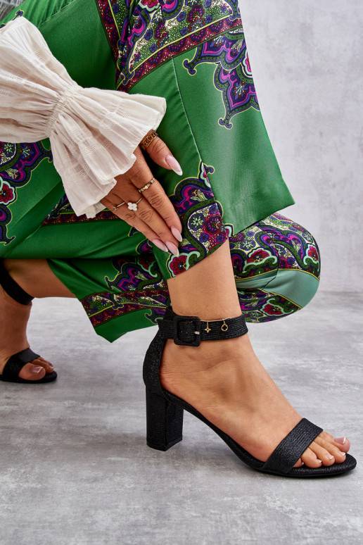 Glossy Heel Sandals Black Maxim Glossy Heel Sandals Black Maxim