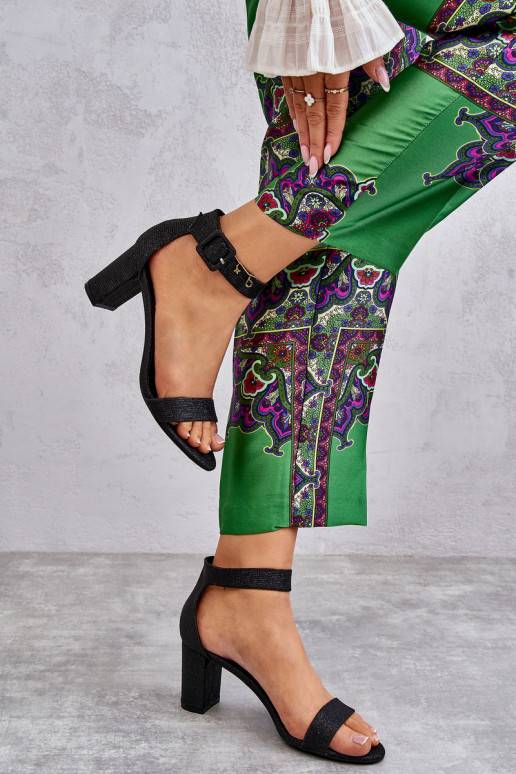 Glossy Heel Sandals Black Maxim Glossy Heel Sandals Black Maxim