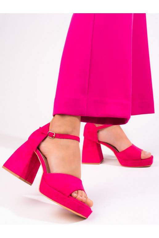 of suede sandals on the heel Vinceza pink