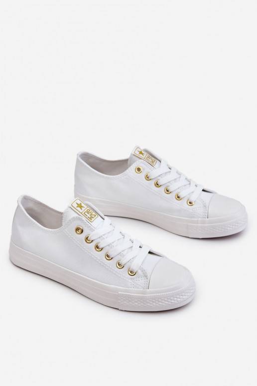 Women's Classic Sneakers White And Gold Ecoma