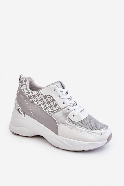 Women's Sport Shoes On The Platform White And Gray Ferrina