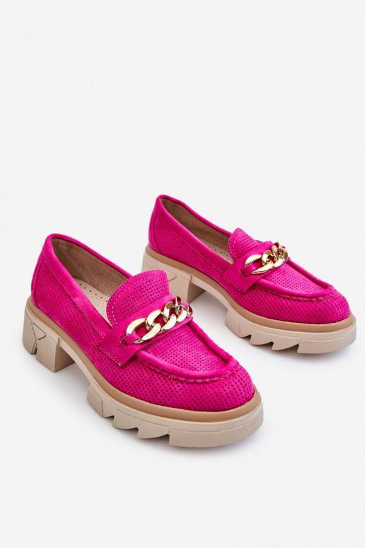 Women's Brogues Loafers With Chain Fuchsia Luella