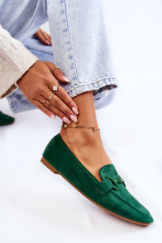 Suede loafers with decoration Green Santi