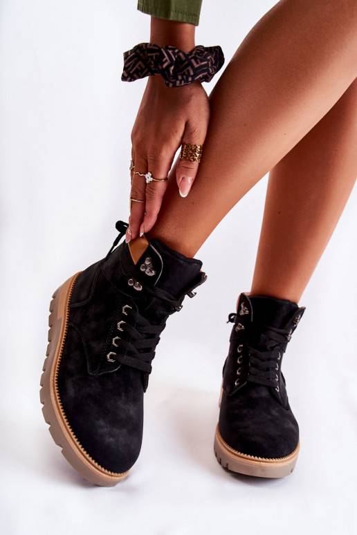 Leather Booties On The Platform Black Ressa