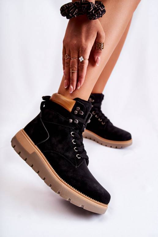 Leather Booties On The Platform Black Ressa Leather Booties On The Platform Black Ressa