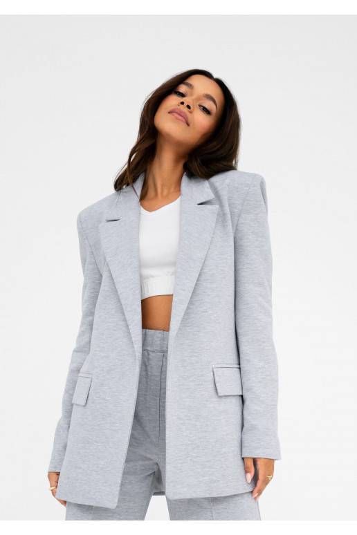 Zura - Light melange grey oversize blazer