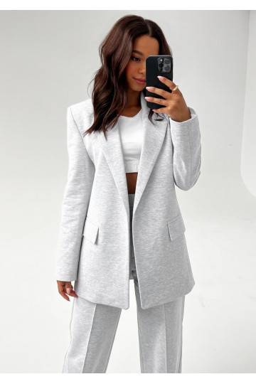 Zura - Light melange grey oversize blazer 2