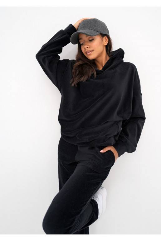 Jogg - Black corded velvet hoodie