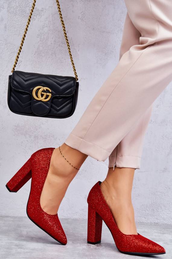 Shiny Pumps On Heel Red Elmira