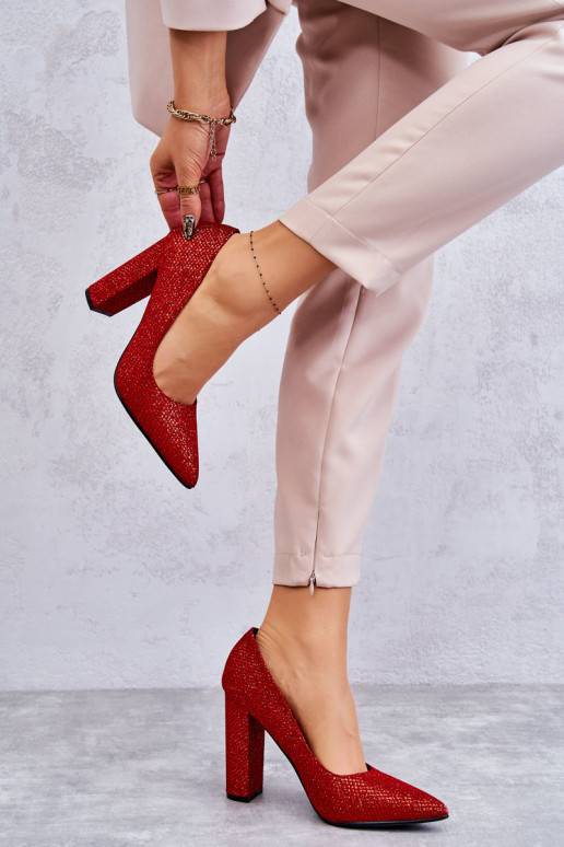 Shiny Pumps On Heel Red Elmira  Shiny Pumps On Heel Red Elmira