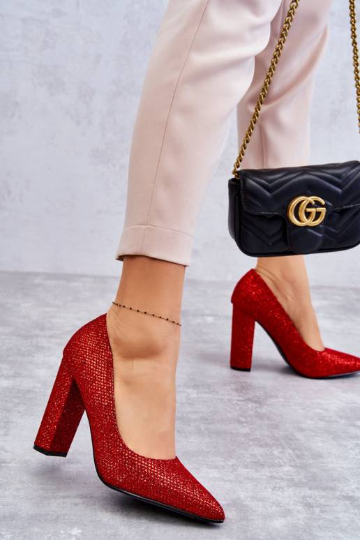 Shiny Pumps On Heel Red Elmira  Shiny Pumps On Heel Red Elmira