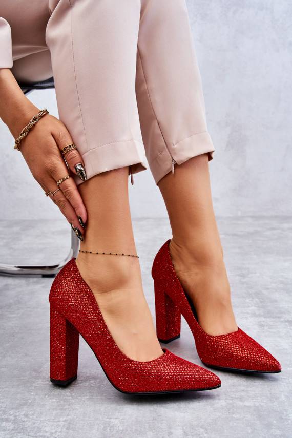 Shiny Pumps On Heel Red Elmira 