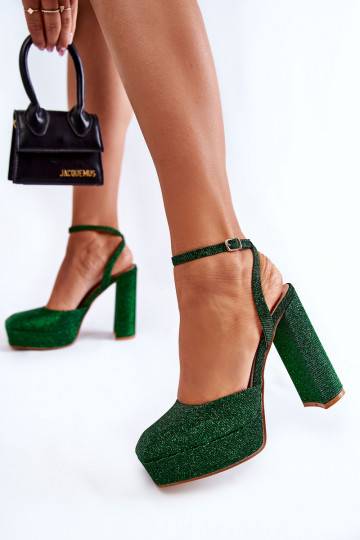 Women's Sandals Glitter On a Heel Green Rosel 2