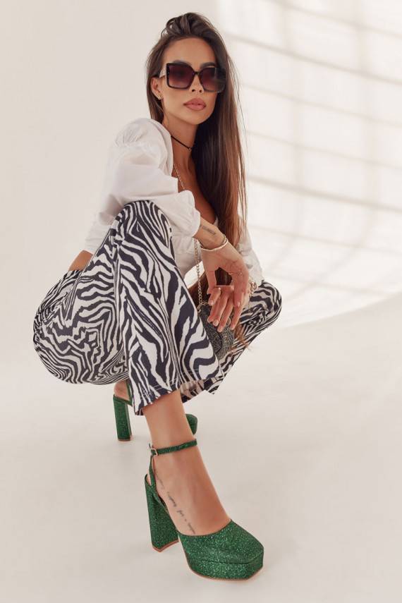 Women's Sandals Glitter On a Heel Green Rosel