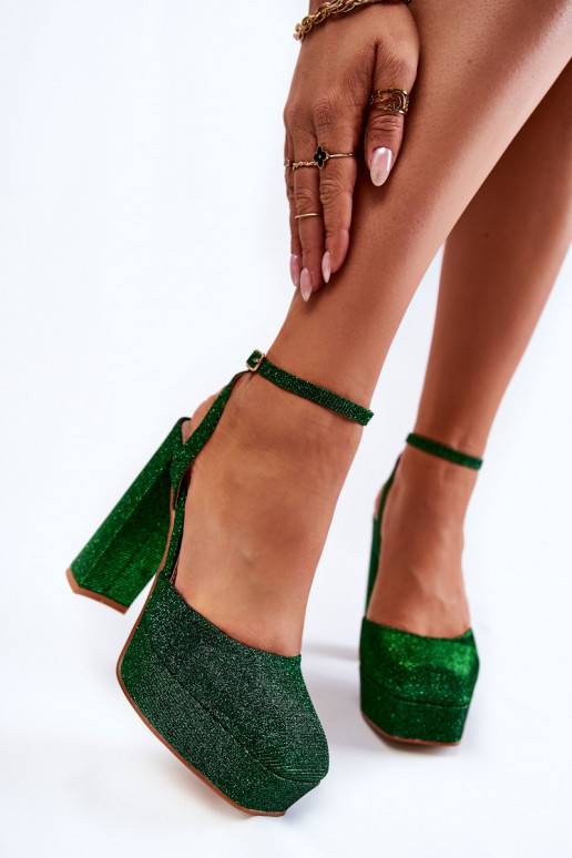 Women's Sandals Glitter On a Heel Green Rosel