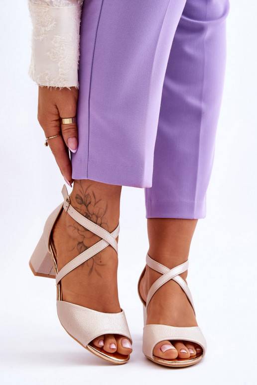 Women's Leather Low Heel Sandals gold Quinn