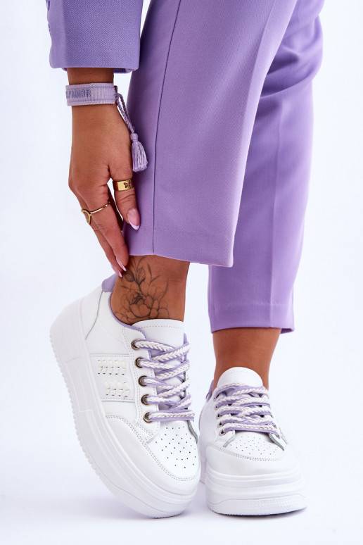 Fashionable Women's Platform Sneakers White-purple Claribel