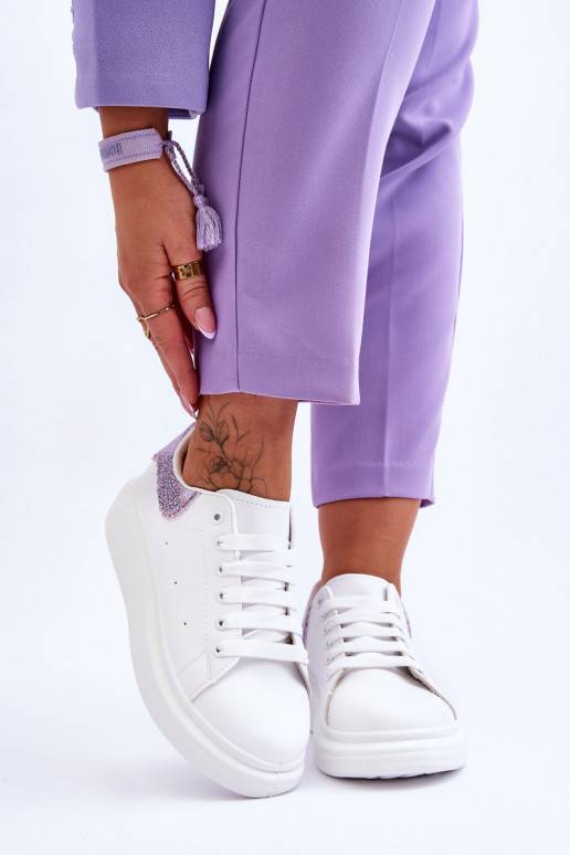 Women's Sport Shoes With Decorative Pattern White-Purple Delight