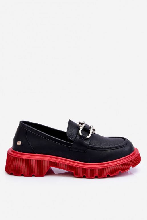 Leather Loafers With Decoration GOE LL2N4040 Black-Red