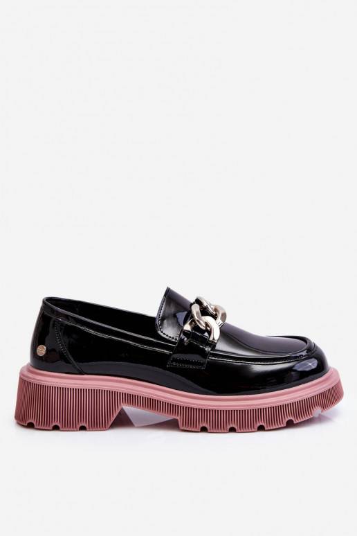 Patent Moccasins With Chain GOE LL2N4039 Black-Purple