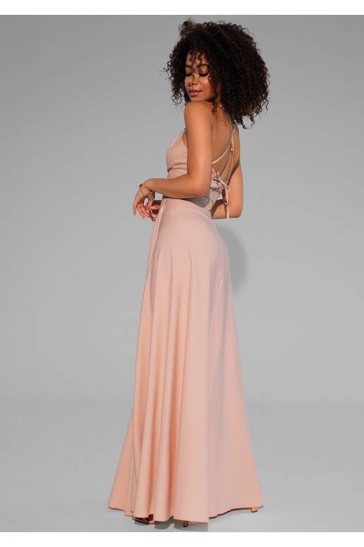 Selena - Shiny nude maxi dress