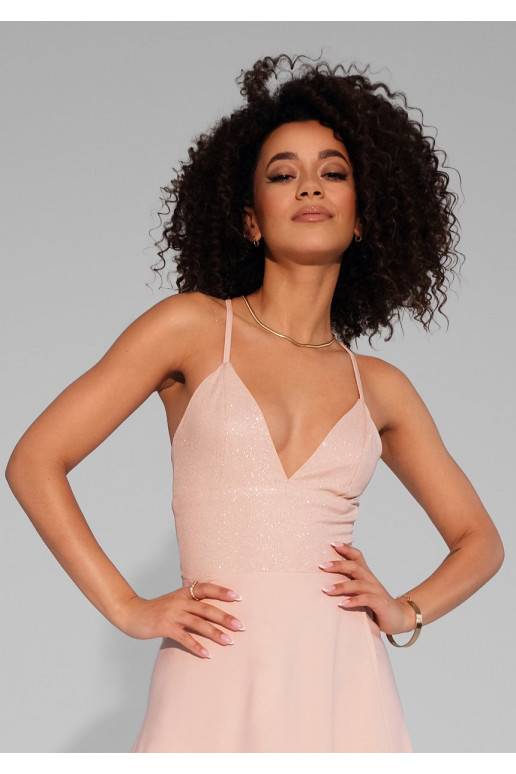 Selena - Shiny nude maxi dress