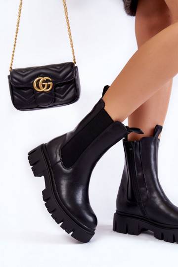 Women's Worker Boots On The Platform Black Aliana 2