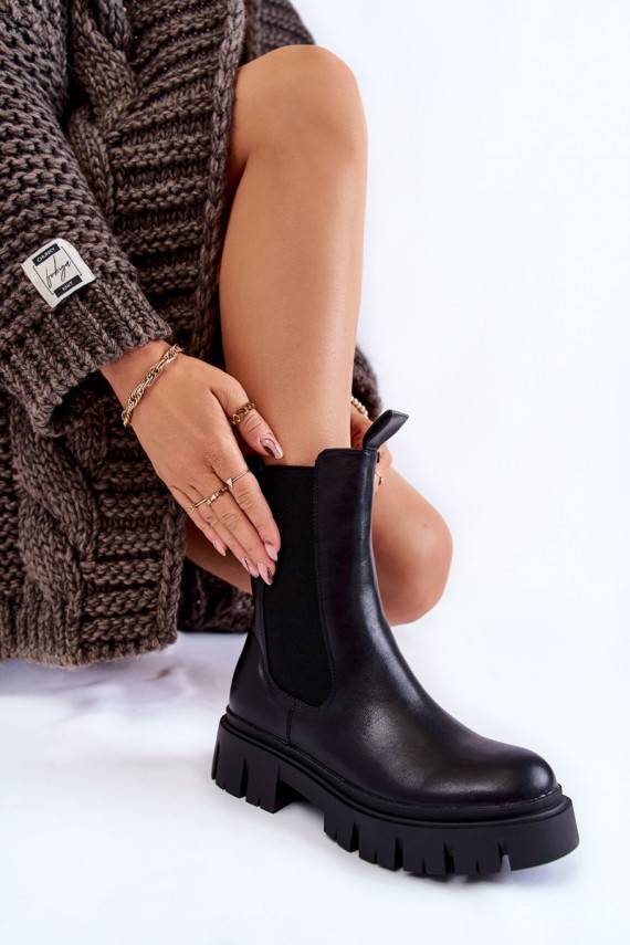 Women's Worker Boots On The Platform Black Aliana