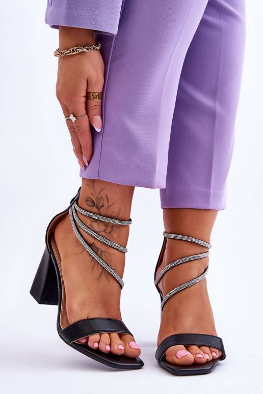 Fashionable Sandals With Zircons Black Carma