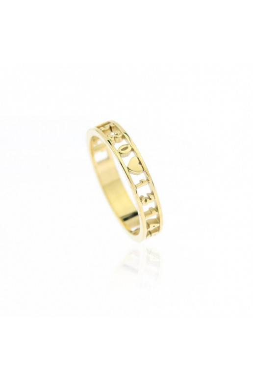 gold color-plated stainless steel ring PST601, Ring size: US9 EU20