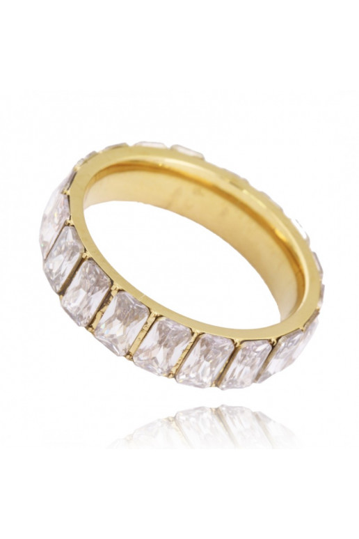 gold color-plated stainless steel ring PST783, Ring size: US8 - EU17