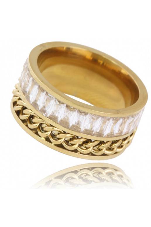gold color-plated stainless steel ring PST784, Ring size: US6 - EU11