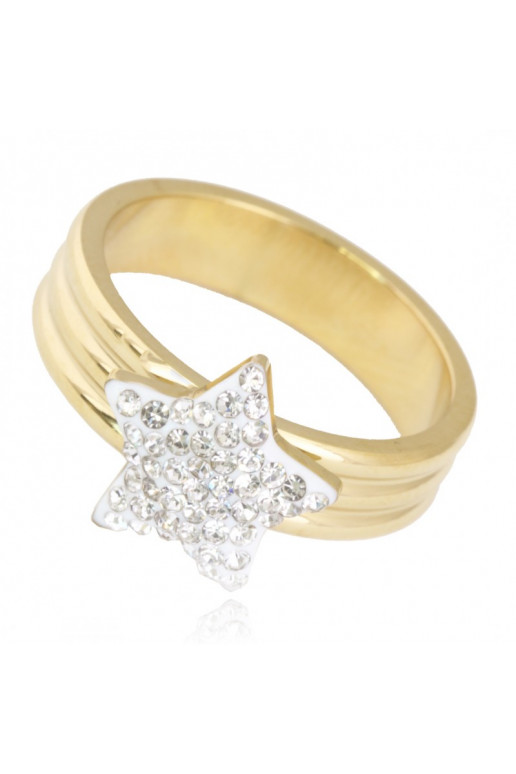 gold color-plated stainless steel ring PST790, Ring size: US7 - EU14
