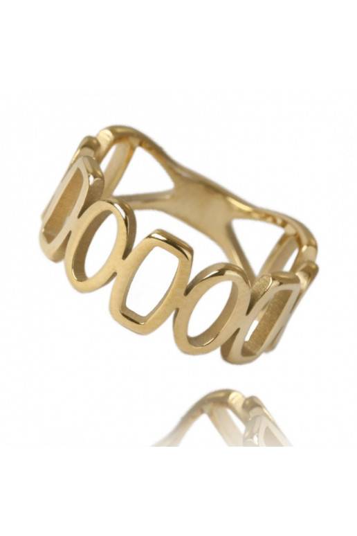 Stainless steel ring covered with 14k gold PST822, Ring size: US5 EU8 
