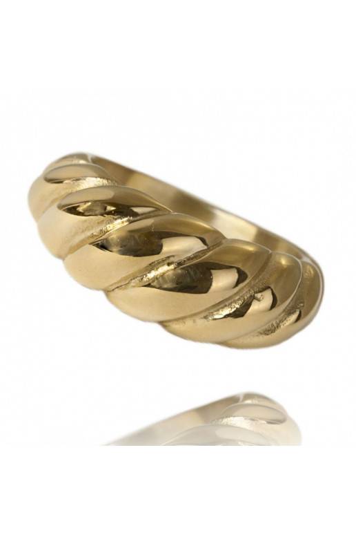 Stainless steel ring covered with 14k gold PST827, Ring size: US5 EU8 