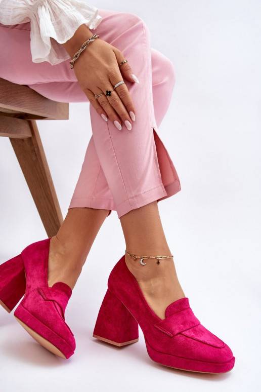 Suede Pumps On A Chunky Heel And Platform Fuchsia Adriel Suede Pumps On A Chunky Heel And Platform Fuchsia Adriel