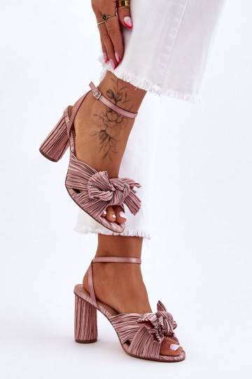 Fashionable Sandals With A Bow On Heels Beige Callum 2