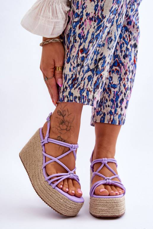 Fashionable Wedge Sandals With Braid Violet Nessia 