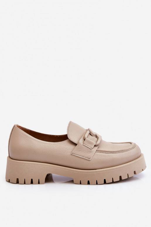 Fashionable Leather Loafers Beige Rayhan