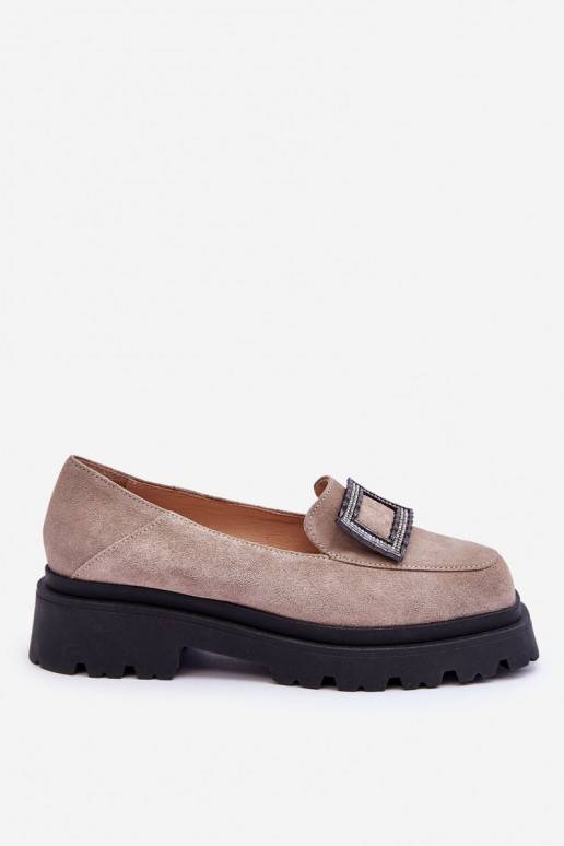 Comfortable Suede Loafers Beige Agathe