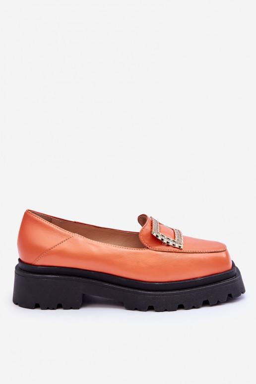Comfortable Leather Loafers Orange Agathe 