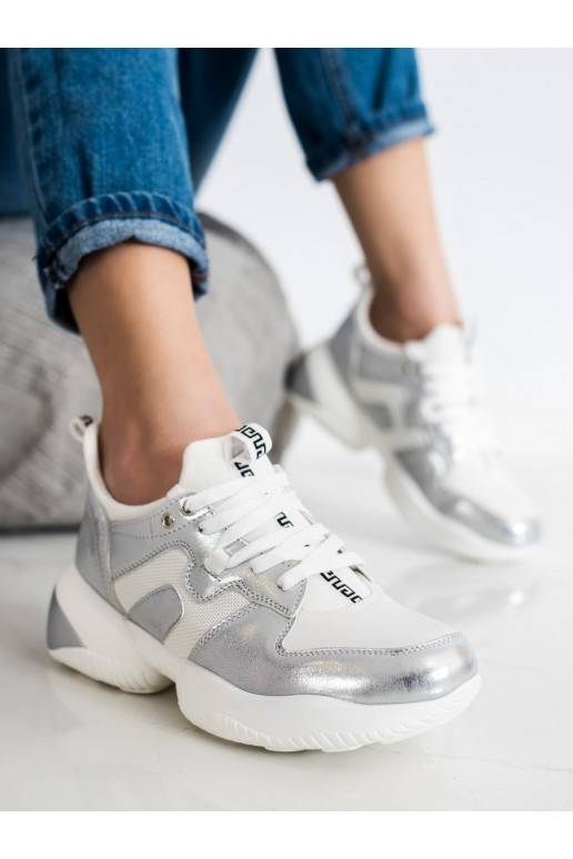 silver color Sneakers model shoes Shelovet