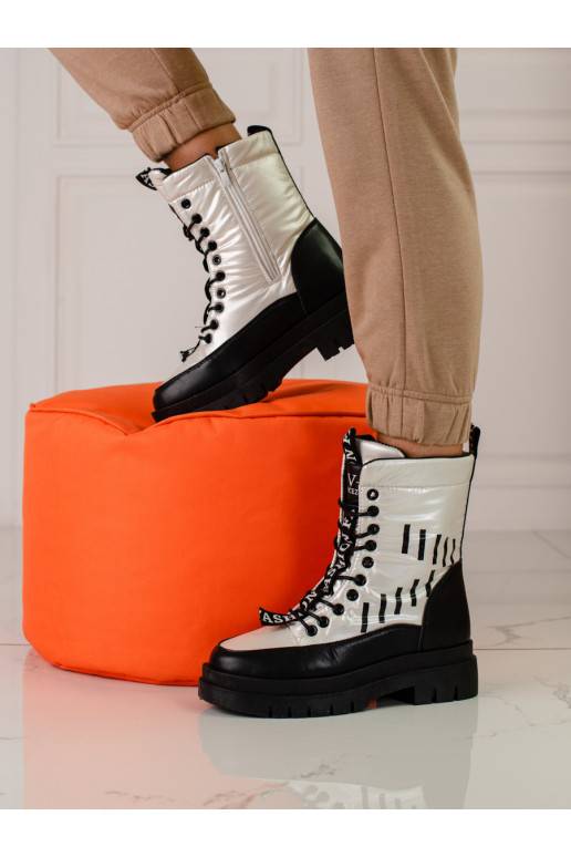warm up women's boots with platform Vinceza white black