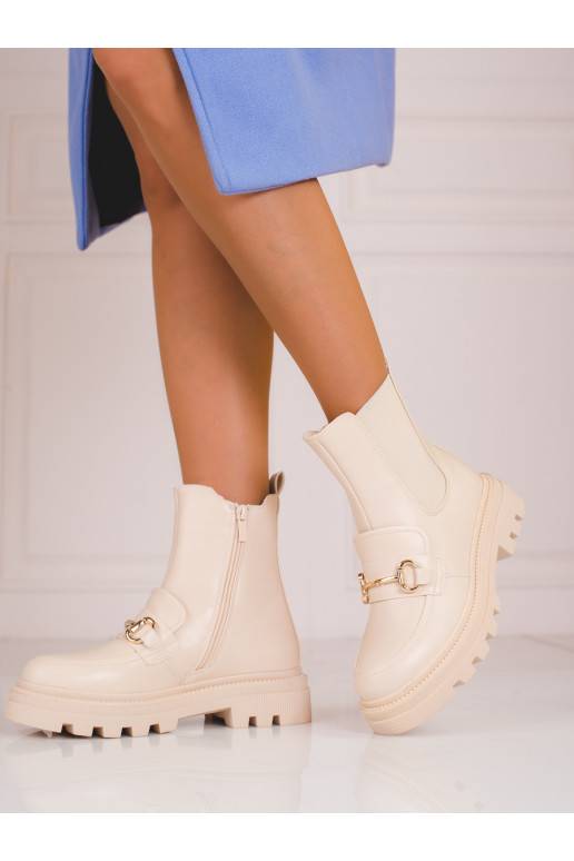 beige Women's boots with platform Shelovet